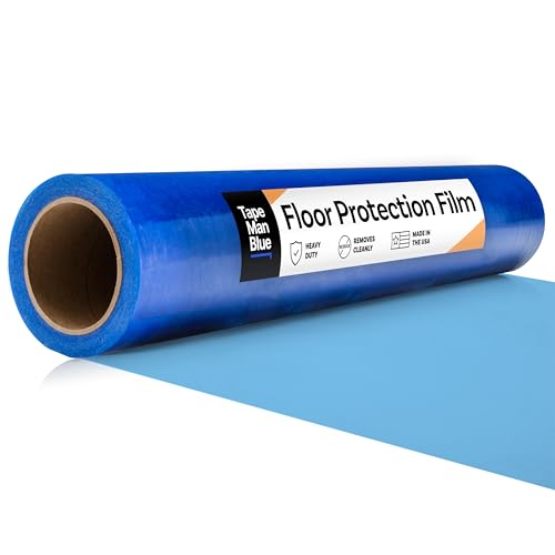 Floor Protection Film, 36&#34; x 200&#39;, Made in USA, Blue Self Adhesive Floor Protector Tape for Moving, Painting and Construction, Temporary Covering to Shield Hardwood, Tile, Hard Surfaces