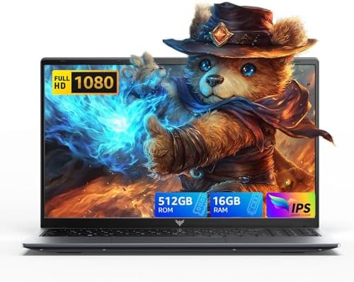 MALLRACE LX15 Laptop, 16GB DDR4 512GB SSD, Quad-Core N97 Processor, Windows 11 Pro Traditional Laptop Computer, 15.6&#34; IPS 1080P PC,180° Open Angle,WiFi, BT5.0, USB3.2, Type_C, Grey