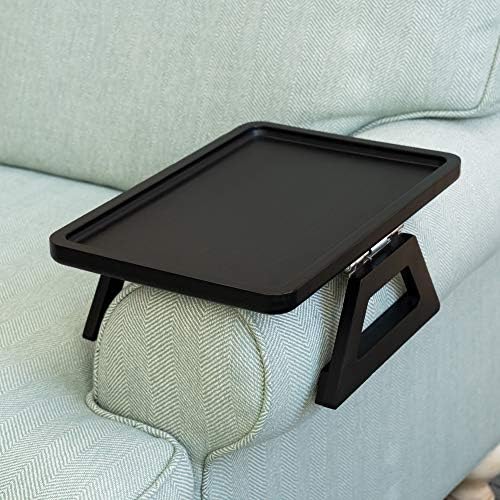 Shamrock Home bamboo tray sofa arm table, clip on sofa table, suitable for sofas. Sofa arm tray suitable for TV dinner, remote control, drinks, snacks, and small spaces -13.75 x 9.5 inches, black