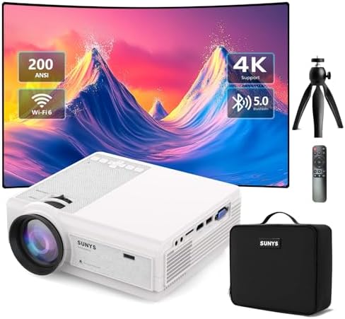 Sunys Projector with WiFi and Bluetooth, Native 1080P Full HD, Portable Movie Projector Compatible with Android\/iOS\/HDMI\/USB (Textured Grey)