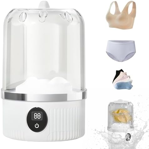 Underwear cleaning machine portable mini washing machine, 2025 upgraded mini washing machine, rechargeable cordless washing machine, bra, underwear, socks (white)