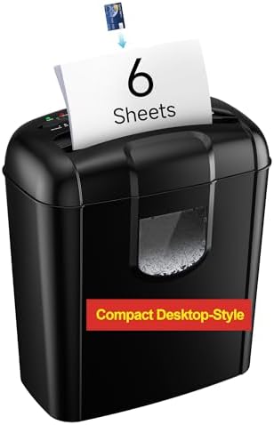 Compact Personal Shredder for Home \u2013 High Privacy with Overheat Protection \u2013 Fast Shredding for 6 Sheets \u2013 Small Shredder with Basket for Secure Document Disposal