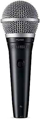 Shure PGA48 Dynamic Microphone - Handheld Mic for Vocals with Cardioid Pick-up Pattern, Discrete On\/Off Switch, 3-pin XLR Connector, 15&#39; XLR-to-XLR Cable, Stand Adapter and Zipper Pouch (PGA48-XL