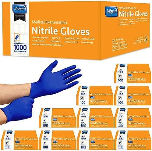 Inspire Nitrile Exam Gloves  The Original Quality Stretch Nitrile Cobalt Blue  4.5 Gloves Disposable Latex Free Medical EMT