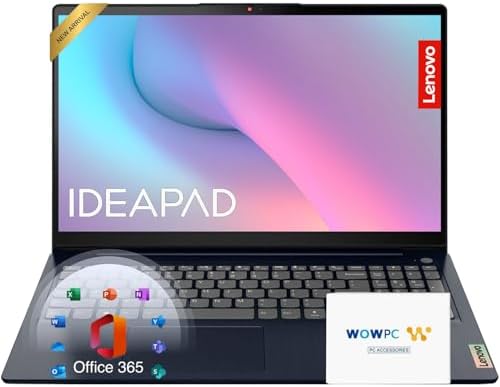 Lenovo IdeaPad 15.6 inch Laptop Computer with Microsoft 365 Home and Business \u2022 12GB RAM \u2022 256GB PCIe SSD \u2022 Intel Core \u2022 Wi-Fi 6 \u2022 1TB Cloud Storage \u2022 11HR Battery \u2022