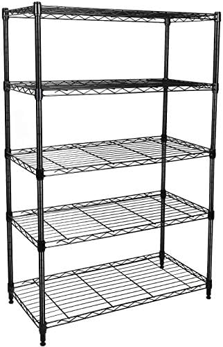 Simple Deluxe Heavy Duty 5-Shelf Storage Shelving Unit, 1250lbs Loading Capacity, 29.92&#34; D x 13.98&#34; W x 61.09&#34; H, Black