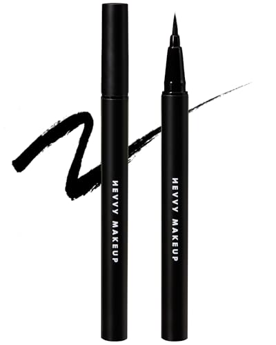 HEVVYMAKEUP Define Eyes Pen Liner Long Black - Precision Waterproof Matte Black Eyeliner with Ultra-Fine Fiber Brush - Long Lasting Smudge Resistant - Korean Eye Makeup, 0.02 oz.