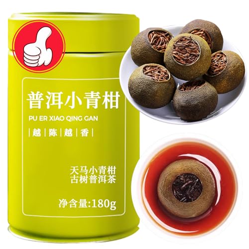 Hee Creek Xinhui Tangerine Peel Pu-erh Tea 180g\/6.35oz Small Green Mandarin Yunnan Palace Pu&#39;er Citrus Tea Canned XiaoQingGan Chinese Pu&#39;er Gift 普洱小青柑 陈皮普洱茶 熟茶 云南普洱茶
