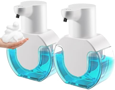 2 Pack Automatic Foaming Soap Dispenser 14.2oz\/420ML Touchless Automatic Foaming Soap Dispenser,Rechargeabled Wall Mounted Smart Soap Dispenser for Bathroom Kitchen