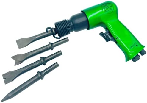 DYNAMIC POWER Short Barrel Air Hammer Kit with 4-Chisels, Alloyed steel barrel and heat-treated piston, 4500 bpm D319115-SA