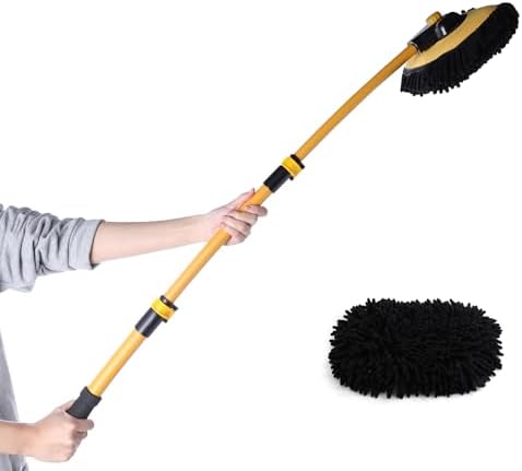 Eyliden Car Wash Brush Mop, Long Handle, 2 Scratch-Free Microfiber Heads, Car Detailing Care Kit for Car RV Truck