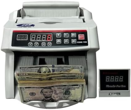 CDM-155 Advanced Money Counter Machine with UV\/MG\/DD\/DBL\/HLF\/CHN Counterfeit Detection - Add and Batch Modes - Fast and Accurate Cash Counter