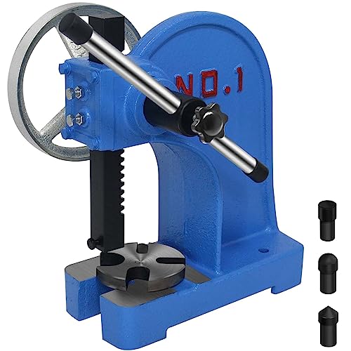 PNBO Arbor Press 1 Ton, Ratchet Leverage Press with Handwheel, 5.5&#34;Maximum Height, Manual Desktop Punch Press for Stamping, Bending, Stretching, Forming