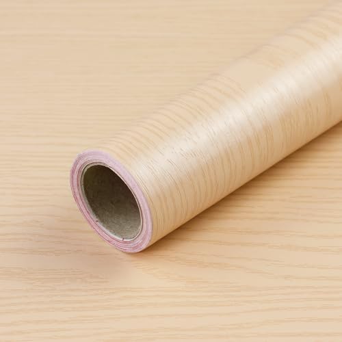 Uooar Wood Contact Paper 11.8\u2033x78.7\u2033 Light Wooden Peel and Stick Self-Adhesive Wallpaper Waterproof Removable Vinyl Film for Cabinets Countertops Furniture