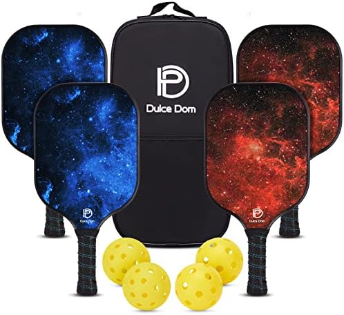 DULCE DOM Pickleball Paddles Set of 2\/4 - USAPA Approved, Fiberglass Surface Pickleball Racket with 4 Indoor Outdoor Pickleball Balls and Pickleball Bag, Ideal Training Equipment Gift for Men &amp; W