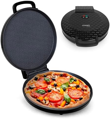 Courant Countertop Pizza Maker 12 inch Pizzas Machine, Newly improved Cool-touch Handle Non-Stick plates Pizza oven &amp; Calzone Maker, Electric Oven for Home or School, 12\u201D Indoor Grill\/Griddl