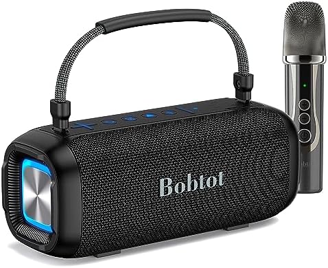 Portable Karaoke Machine, Bluetooth Speaker with Microphone, Three Echo Levels, Indoor and Outdoor Modes, IPX6, BT 5.3, Supports AUX, TF, USB