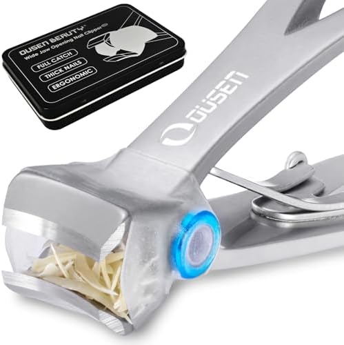 Nail Clippers with Full Catcher, Real Anti-Splash Nail Clippers for Men &amp; Women, Wide Jaw Opening Toenail Clippers for Seniors Thick Nails, Adult Toe Nail Clipper Fingernail Cutter Catch All Clipp