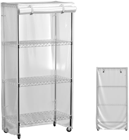 IndigoTempest9 Waterproof Shelf Cover,Matte Translucent PVC Storage Wire Rack Covers,Outdoor Shelving Covers for Wire Shelves with Zipper 48&#34; W x 18&#34; D x 70&#34; H