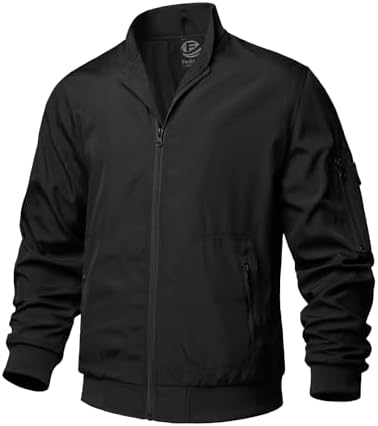 TLZC Men&#39;s Fashion Bomber Jacket Lightweight Track Windbreaker Jackets Outdoor Golf Windproof Coat