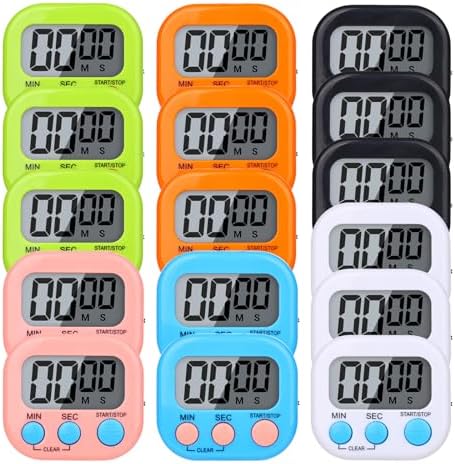 16 Packs Digital Timer Multi-Function Electronic Timers for Classroom Small Magnetic Countdown Stopwatch Mini Loud Alarm Stop Clock for Kitchen Cooking Games Meeting Study Work Baking Sports Office