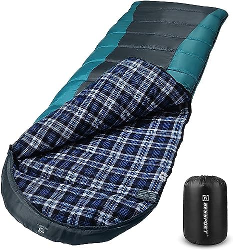 Bessport Sleeping Bag Winter  Flannel Lined 18℉ - 32℉ Extreme 3-4 Season Warm &amp; Cool Weather Adult Sleeping Bags Large  Lightweight, Waterproof for Camping, Backpacking, Hiking