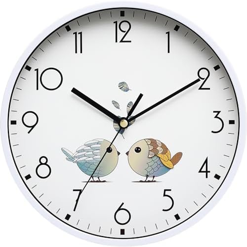 NUOVO 8 Inch Round Wall Clock Silent &amp; Non-Ticking Retro Wall Clock Operated for Living Room Bedroom Kitchen Children Room(20 cm\/ 8&#34;)