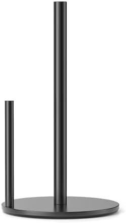 Black tissue holder, advanced stainless steel kitchen roll dispenser, countertop roll storage with weighted base