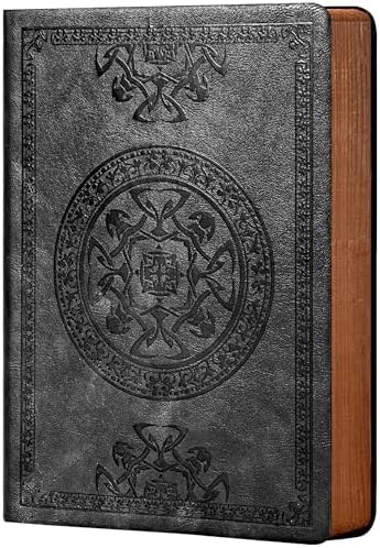 CAGIE Lined Journal for Men Soft Cover Notebook Leather Journals for Writing, 180 Lay Flat Vintage Mens Journal Personal Diary, 5.7&#39;&#39; X 8.3&#39;&#39;, Black