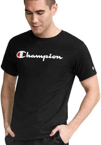 Champion Men's T-shirt, Cotton Medium Weight Men's Round Neck T-shirt, Men's T-shirt, Pattern Text