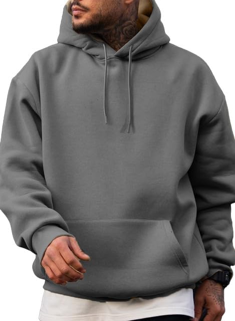 JMIERR Mens Casual Cotton Hooded Collar Drawstring Hoodies Pullover Sweatshirts Casual Long Sleeve Shirts