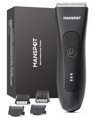 MANSPOT Manscape Groin &amp; Body Hair Trimmer for Men, Electric Ball Pubic Trimmer Shaver,Manscape Kit with 4 Guard,Replaceable Ceramic Blade Heads,Waterproof Wet\/Dry Shaver,90 Minutes Shaving