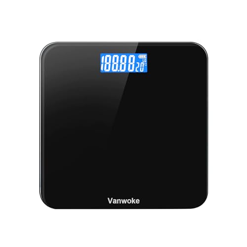 Smart Scale for Body Weight Digital Bathroom Scale with Blue LCD Backlight Display Highly Accurate Body Weight Scale Body Fat Scale Temperature Indication Corner Design 400lbs (Black)