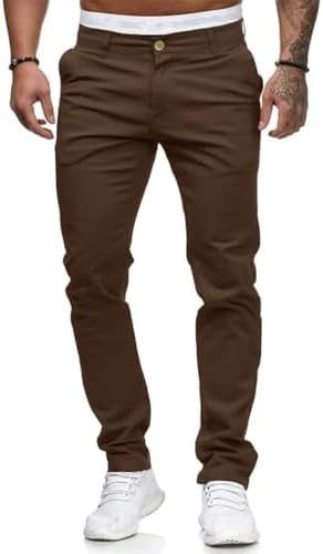 Mens Chinos Slim Fit Stretch Flat-Front Skinny Dress Pants