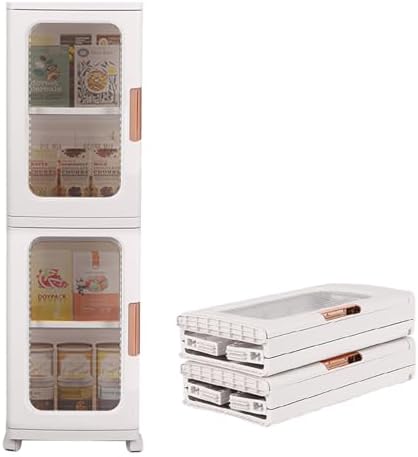 FAHKNS 2-Tier Narrow Storage Cabinet with Transparent Doors and Adjustable Shelves, Ideal Bathroom Organizer and Storage Cabinet for Compact Space, Bathroom, Kitchen, Laundry