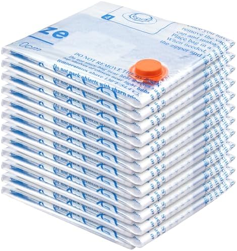Vacuum Storage Bags 12 Jumbo, Space Saver Sealer Bags, Airtight Compression Bags for Clothes, Pillows, Comforters, Blankets, Bedding