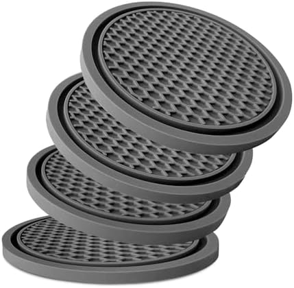 KULOLO Car Cup Holder Coaster 4 Pack - Non Slip &amp; Shockproof,Flexible PVC Rubber Insert for Car\/Truck\/SUV\/Van (2.75&#34;x0.2&#34;) Universal Fit Auto Cup Holders Accessories for Women and Man(G