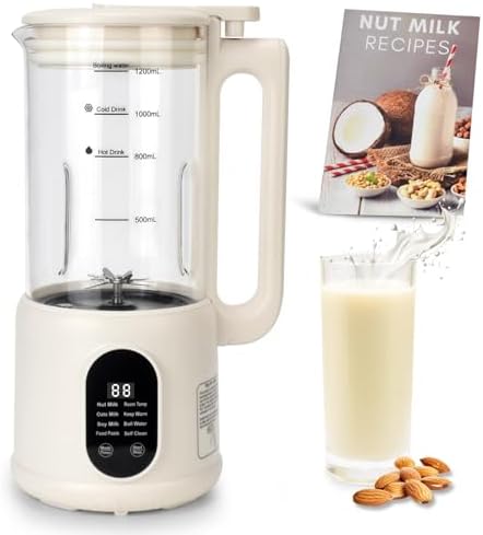 Nut Milk Maker, 8 in 1 Homemade Automatic Plant-Based Milk, Soy Milk, Oat Milk, Almond Milk, Coconut Milk &amp; More, Multifunctional\/12 Hours Timer\/Auto-Clean\/Room Temp\/Keep Warm\/Boil\/Room Temp