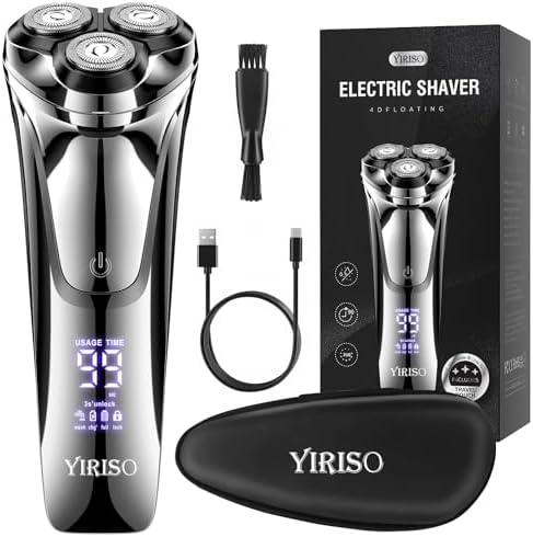 YIRISO Electric Razor for Men, Men\u2019s Electric Shavers, Wet &amp; Dry Shaver with Pop-up Trimmer, USB-C Rechargeable Waterproof Portable Shaver with LCD Display\/Travel Organizer\/Travel Lock Idea