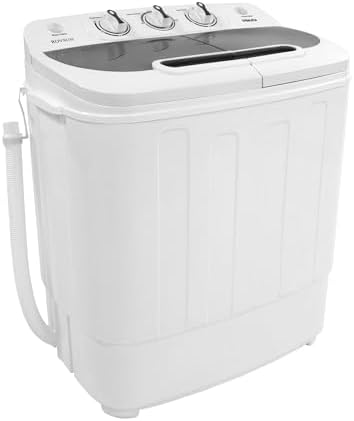 ROVSUN Portable Washing Machine, 15LBS Mini Compact Twin Tub with Washer(9lbs) &amp; Spiner(6lbs) &amp; Built-in Pump Draining for Apartment Camping College Dorm Home RV