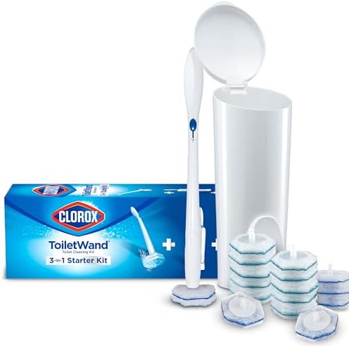 Clorox ToiletWand Disposable Toilet Cleaning System - ToiletWand, Storage Caddy and 16 Disinfecting Refill Heads