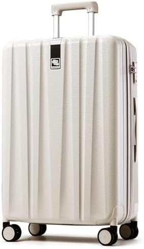 Hanke 29 Inch Luggage Suitcases With Spinner Wheels Lightweight PC hardside Rolling Suitcase With Travel Lock, Checked-Large 29-Inch Christmas Gifts for Birthday(Ivory White)