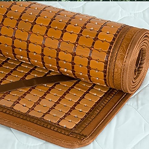 Natural Bamboo Summer Sleeping Mat Foldable Double Sided Bamboo Mat for Bed Foldable Cooling Mat Home Quick Cooling Textile Rattan Mat Mattress Topper Twin Queen Cool Mat for Living Bedroom Floor