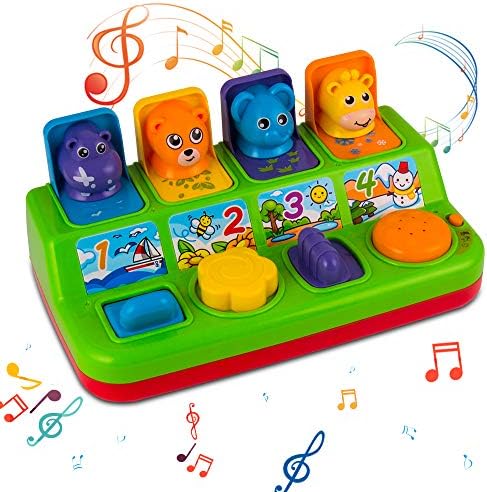 YEEBAY Interactive Pop Up Animals Toy with Music, Animal Sound, Activity Toys for Ages 9-12 - 18 Months &amp;1 Year Old Kids, Babies, Toddlers, Boys &amp; Girls