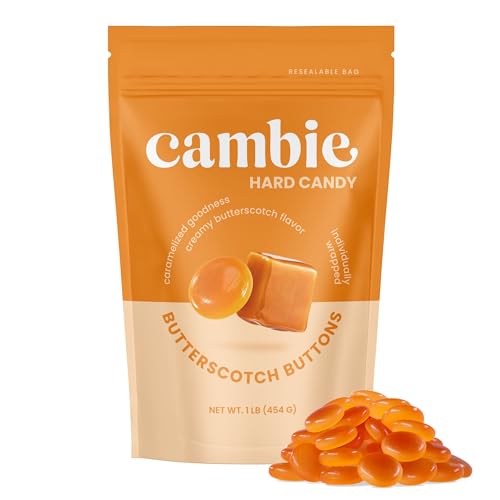 Cambie Butterscotch Hard Candy, 1 Pound of Individually Wrapped Hard Candy, Smooth &amp; Creamy Flavor in a Resealable Pouch