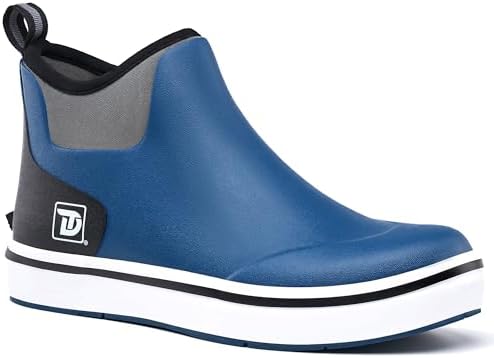 Trudave Deck Boots, Waterproof Rubber Fishing Rain Boots, Anti-slip Short Ankle Shoes for Outdoor Fishing Boating, Size 5-14