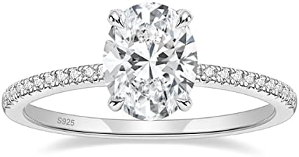 EAMTI 3CT 925 Sterling Silver Engagement Rings Oval Cut Cubic Zirconia CZ Wedding Promise Rings for Her Stunning Wedding Bands for Women Size 3-11