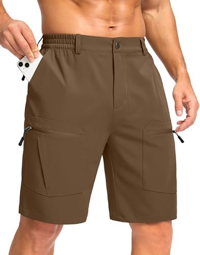 Pudolla Men&#39;s Hiking Cargo Shorts 9&#34; Lightweight Stretch Travel Work Shorts for Men Outdoor Casual with 5 Pockets