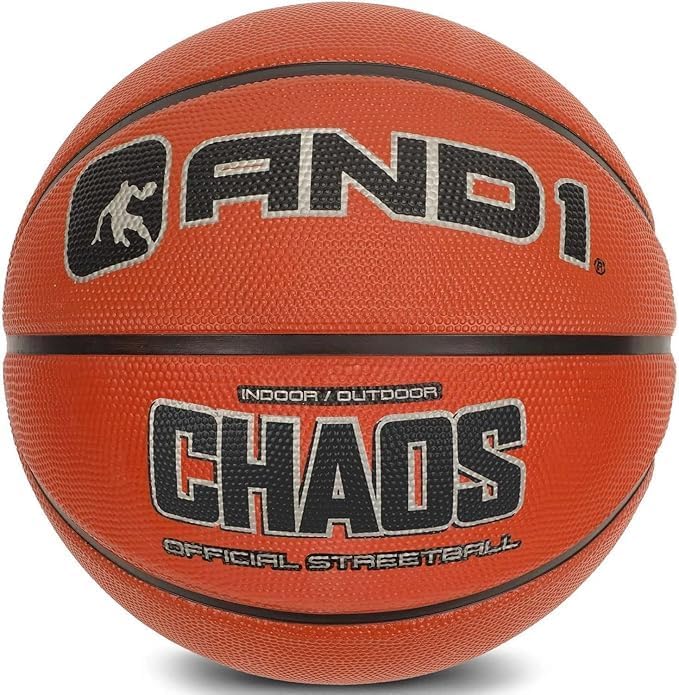 AND1 Chaos Rubber Basketball - Official Size Streetball, Made for Indoor and Outdoor Basketball Games - Sold Deflated (Pump NOT Included), Size 7
