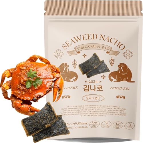 Korean Food SEA*ART Chilli Crab Flavored Seaweed Nachos \u2013 40g (1.41oz) Zipper Pack \u2013 Bold Chilli Crab Kick, Crispy &amp; All-Natural, 100% Vegan Fusion Gourmet Sea Vegetable Treat